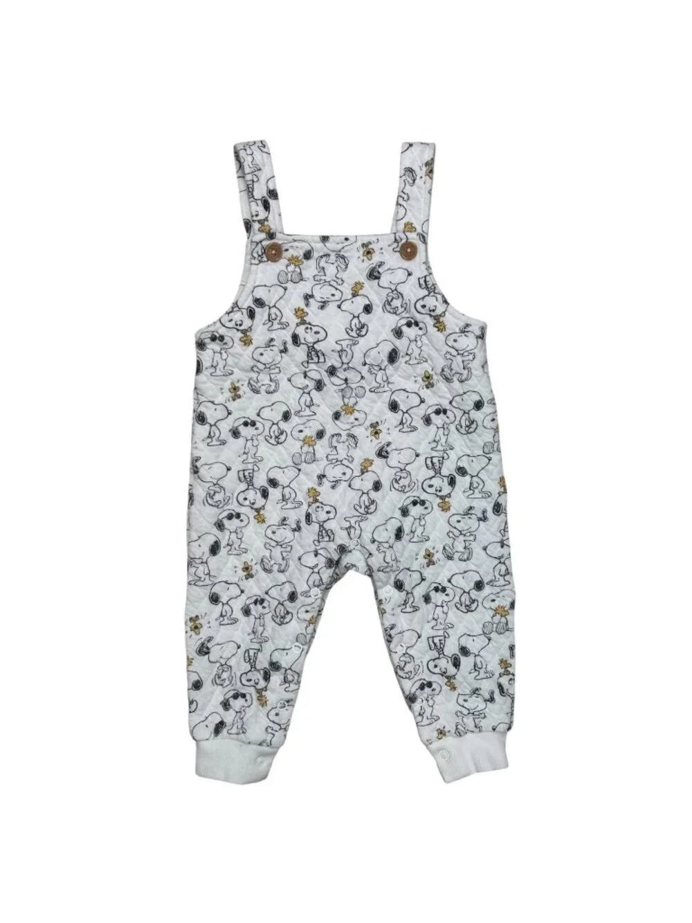 Peanuts Snoopy & Woodstock All Over Print Toddler 6-9 Months Overalls Romper Sof